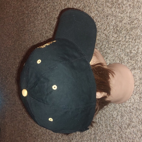 Slotline Embroidered Golf Black Gold Adjustable Hat Cap - Picture 7 of 10